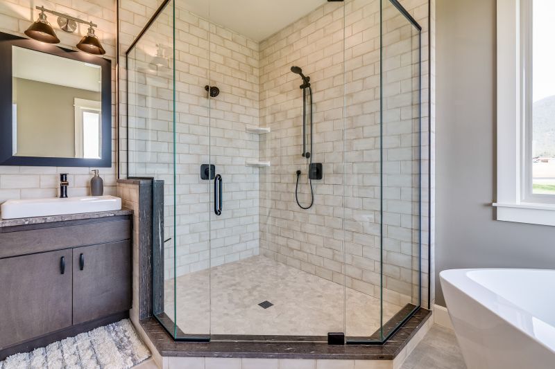 Open Walk-In Shower with Glass Panel